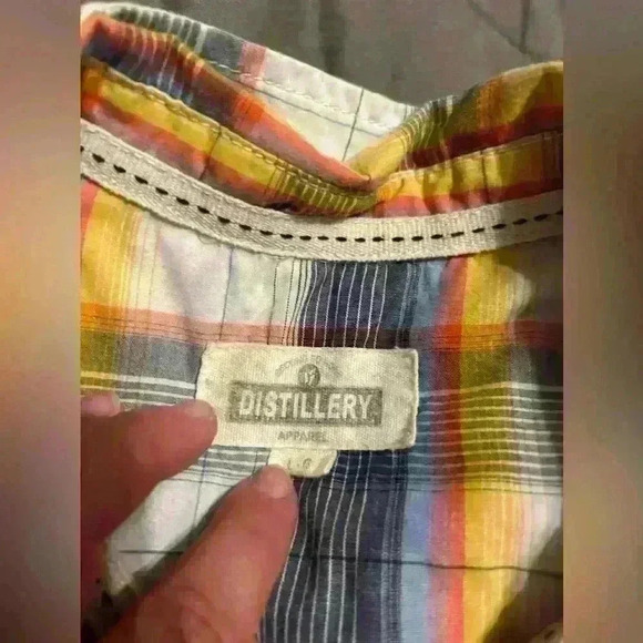 Men’s button down dress shirt  orange and blue size large - Picture 5 of 6